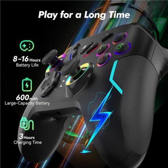 Wireless Gaming Controller w/ Dual Vibration, 2 Customized Key, Turbon Function - Picture 5 of 6